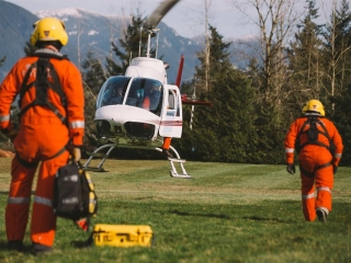 Approaching the heli